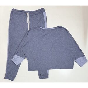 Calme Johnny Was Lounge Sweat Suit Women's‎ Size Large Cropped Blue